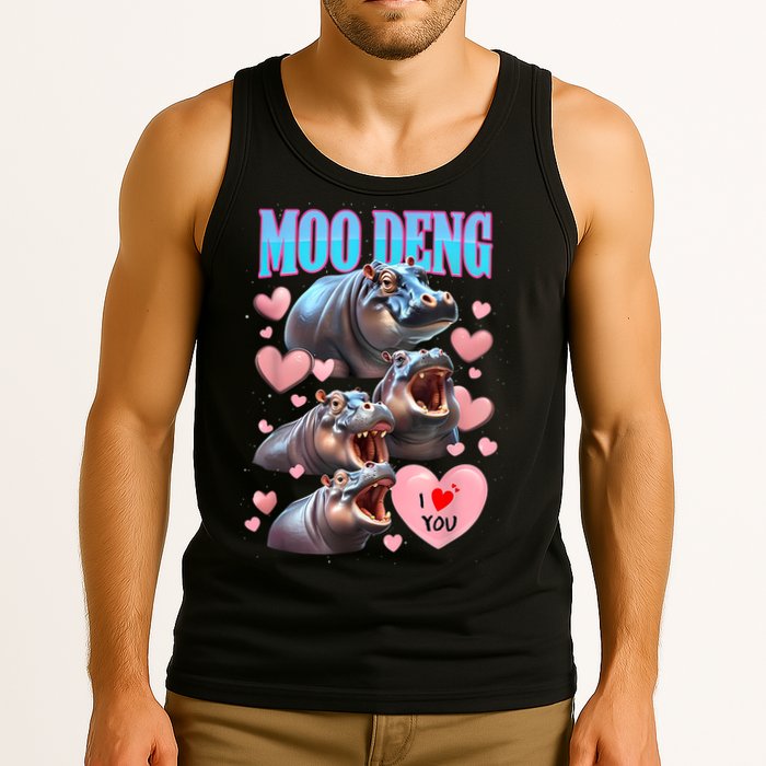 Moo Deng I Love You Pygmy Hippopotamus Tank Top