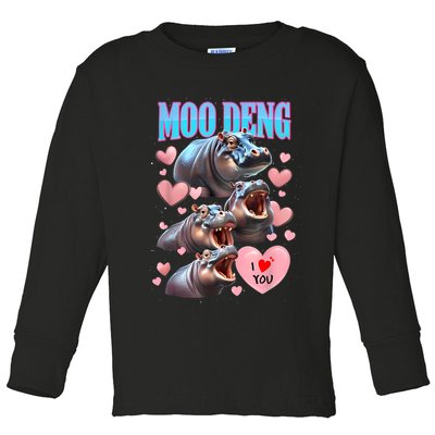 Moo Deng I Love You Pygmy Hippopotamus Toddler Long Sleeve Shirt