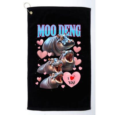 Moo Deng I Love You Pygmy Hippopotamus Golf Towel