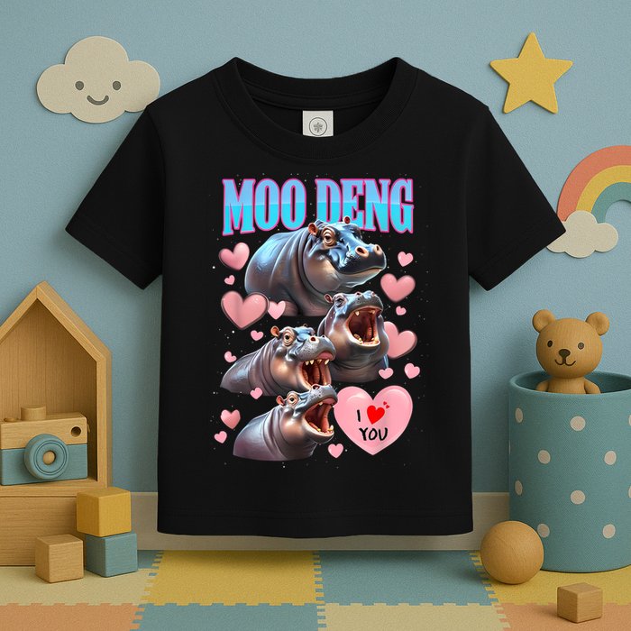 Moo Deng I Love You Pygmy Hippopotamus Toddler T-Shirt