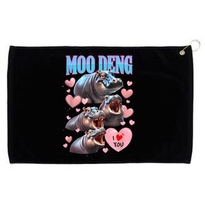 Moo Deng I Love You Pygmy Hippopotamus Grommeted Golf Towel