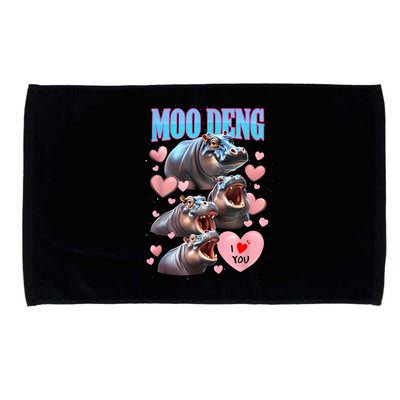 Moo Deng I Love You Pygmy Hippopotamus Microfiber Hand Towel