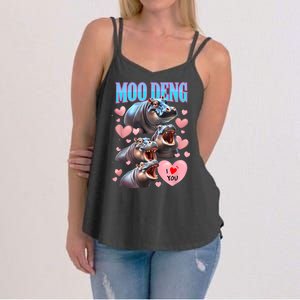 Moo Deng I Love You Pygmy Hippopotamus Women's Strappy Tank