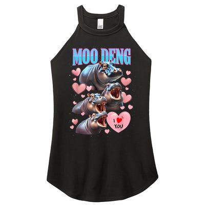 Moo Deng I Love You Pygmy Hippopotamus Women's Perfect Tri Rocker Tank
