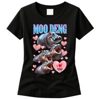 Moo Deng I Love You Pygmy Hippopotamus Womens T-Shirt