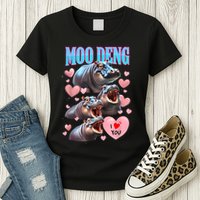Moo Deng I Love You Pygmy Hippopotamus Womens T-Shirt