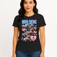 Moo Deng I Love You Pygmy Hippopotamus Womens T-Shirt