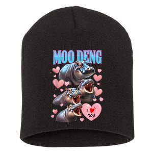 Moo Deng I Love You Pygmy Hippopotamus Short Acrylic Beanie