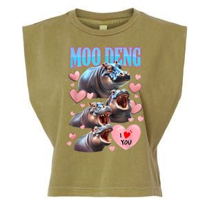 Moo Deng I Love You Pygmy Hippopotamus Garment-Dyed Women's Muscle Tee