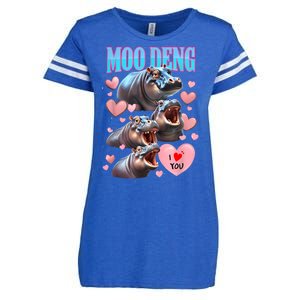 Moo Deng I Love You Pygmy Hippopotamus Enza Ladies Jersey Football T-Shirt