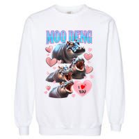 Moo Deng I Love You Pygmy Hippopotamus Garment-Dyed Sweatshirt