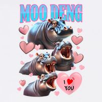 Moo Deng I Love You Pygmy Hippopotamus Garment-Dyed Sweatshirt