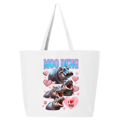 Moo Deng I Love You Pygmy Hippopotamus 25L Jumbo Tote