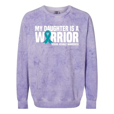 My Daughter Is A Warrior Sexual Assault Awareness Cool Gift Colorblast Crewneck Sweatshirt