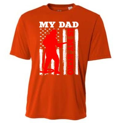 My Daddy Is My Hero Usa Flag Firefighter Fire Dad Funny Gift Cooling Performance Crew T-Shirt