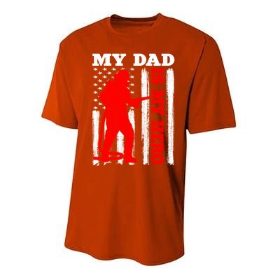 My Daddy Is My Hero Usa Flag Firefighter Fire Dad Funny Gift Performance Sprint T-Shirt