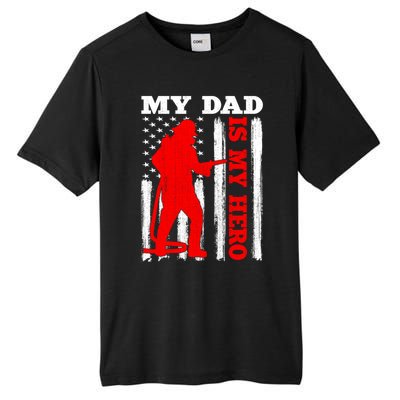 My Daddy Is My Hero Usa Flag Firefighter Fire Dad Funny Gift Tall Fusion ChromaSoft Performance T-Shirt