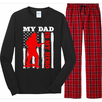 My Daddy Is My Hero Usa Flag Firefighter Fire Dad Funny Gift Long Sleeve Pajama Set