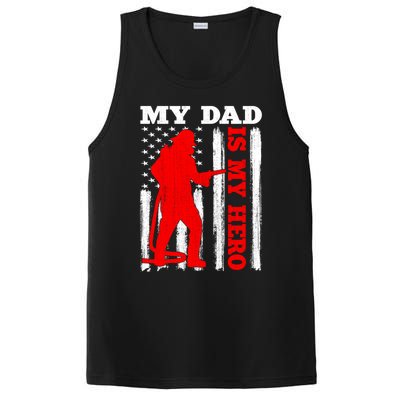 My Daddy Is My Hero Usa Flag Firefighter Fire Dad Funny Gift PosiCharge Competitor Tank