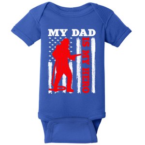 My Daddy Is My Hero Usa Flag Firefighter Fire Dad Funny Gift Baby Bodysuit