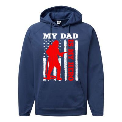 My Daddy Is My Hero Usa Flag Firefighter Fire Dad Funny Gift Performance Fleece Hoodie