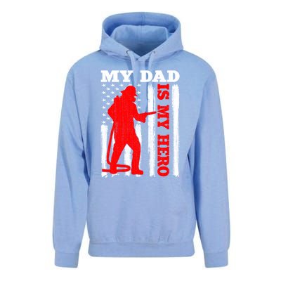 My Daddy Is My Hero Usa Flag Firefighter Fire Dad Funny Gift Unisex Surf Hoodie