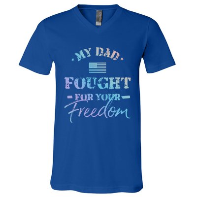 My Dad Is A Veteran Gift For Daughter And Son V-Neck T-Shirt