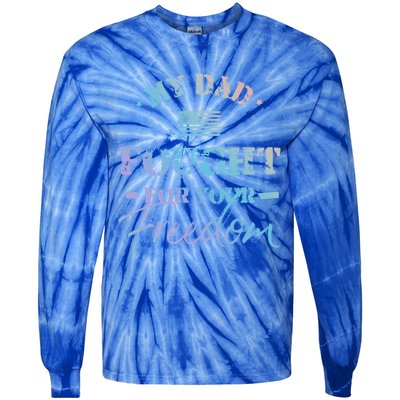 My Dad Is A Veteran Gift For Daughter And Son Tie-Dye Long Sleeve Shirt