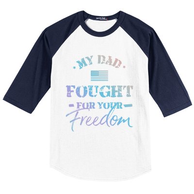 My Dad Is A Veteran Gift For Daughter And Son Baseball Sleeve Shirt