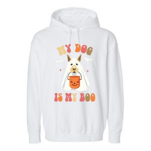 My Dog Is My Boo Funny Halloween Dog Lover Gift Garment-Dyed Fleece Hoodie