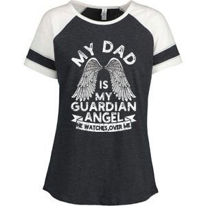 My Dad Is My Guardian Angel Funny Father's Day Loving Daddy Enza Ladies Jersey Colorblock Tee