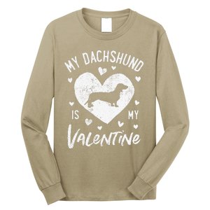 My Dachshund Is My Valentine Valentines Day Funny Dog Long Sleeve Shirt