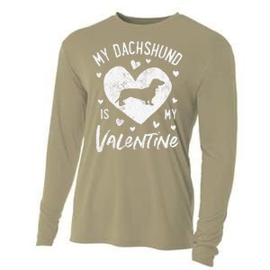 My Dachshund Is My Valentine Valentines Day Funny Dog Cooling Performance Long Sleeve Crew