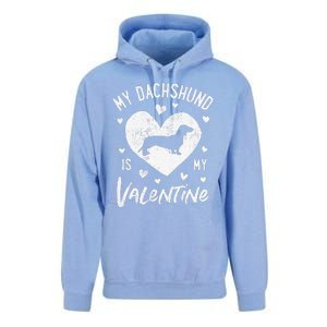 My Dachshund Is My Valentine Valentines Day Funny Dog Unisex Surf Hoodie