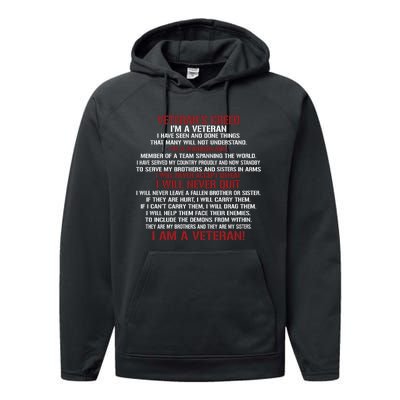 Memorial Day Im A Veteran Performance Fleece Hoodie