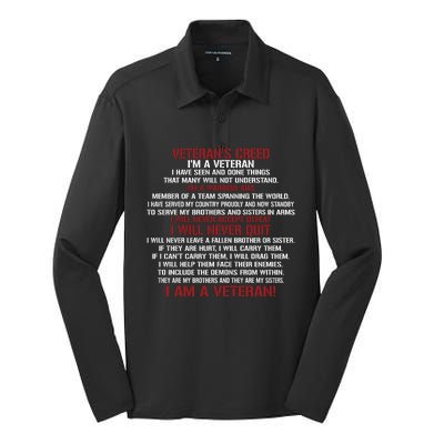 Memorial Day Im A Veteran Silk Touch Performance Long Sleeve Polo