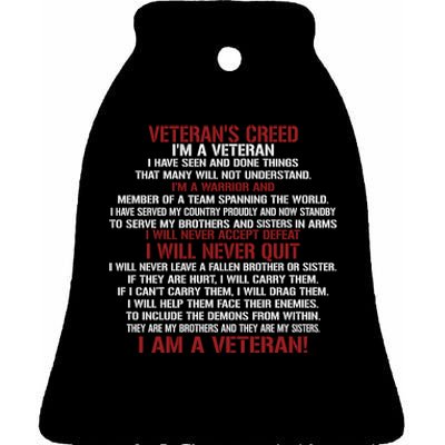 Memorial Day Im A Veteran Ceramic Bell Ornament