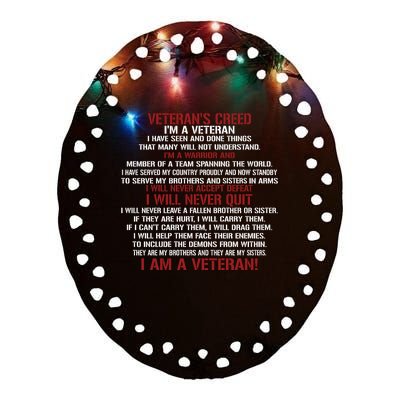 Memorial Day Im A Veteran Ceramic Oval Ornament