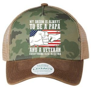 My Dream Is Always To Be A Papa And A Veteran Father Gift Legacy Tie Dye Trucker Hat