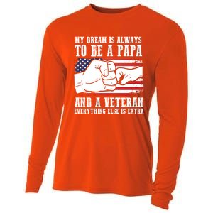 My Dream Is Always To Be A Papa And A Veteran Father Gift Cooling Performance Long Sleeve Crew