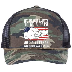 My Dream Is Always To Be A Papa And A Veteran Father Gift Retro Rope Trucker Hat Cap