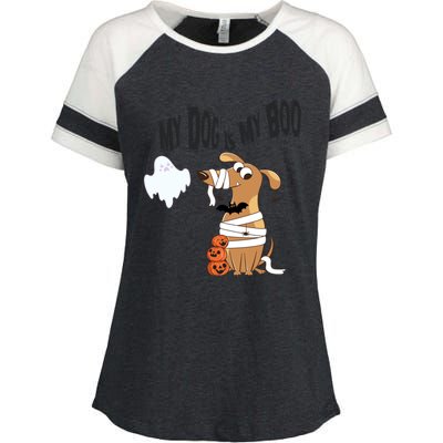 My Dog Is My Boo Ghost Halloween Funny Dog Boo Spooky Season Gift Enza Ladies Jersey Colorblock Tee