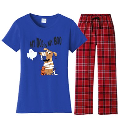 My Dog Is My Boo Ghost Halloween Funny Dog Boo Spooky Season Gift Women's Flannel Pajama Set