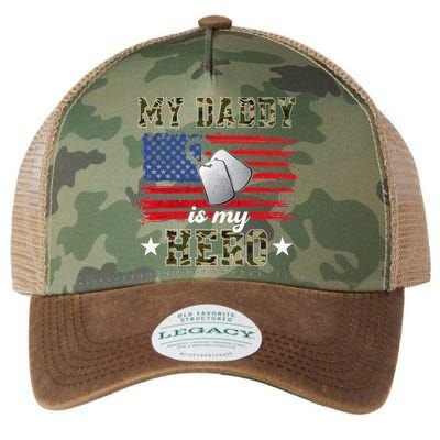 My Daddy Is My Hero Military Dad American Flag Army Proud Ar Legacy Tie Dye Trucker Hat