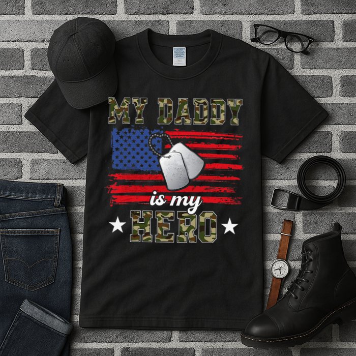My Daddy Is My Hero Military Dad American Flag Army Proud Ar Tall T-Shirt