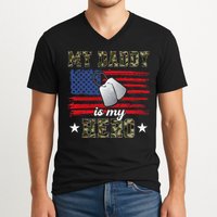 My Daddy Is My Hero Military Dad American Flag Army Proud Ar V-Neck T-Shirt