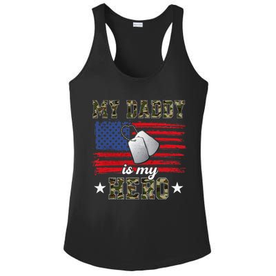 My Daddy Is My Hero Military Dad American Flag Army Proud Ar Ladies PosiCharge Competitor Racerback Tank
