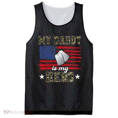 My Daddy Is My Hero Military Dad American Flag Army Proud Ar Mesh Reversible Basketball Jersey Tank