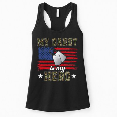 My Daddy Is My Hero Military Dad American Flag Army Proud Ar Womens Tank Top