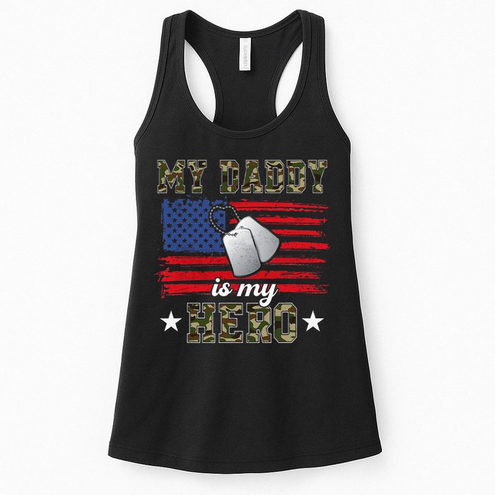 My Daddy Is My Hero Military Dad American Flag Army Proud Ar Womens Tank Top